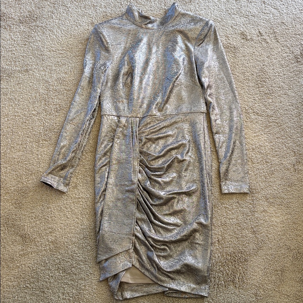 Vince Camuto Shiny Metallic Rustic Dress